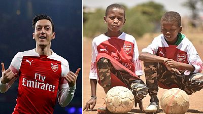 Photos: Arsenal's Ozil kits young Kenyan fans he 'met' on Twitter