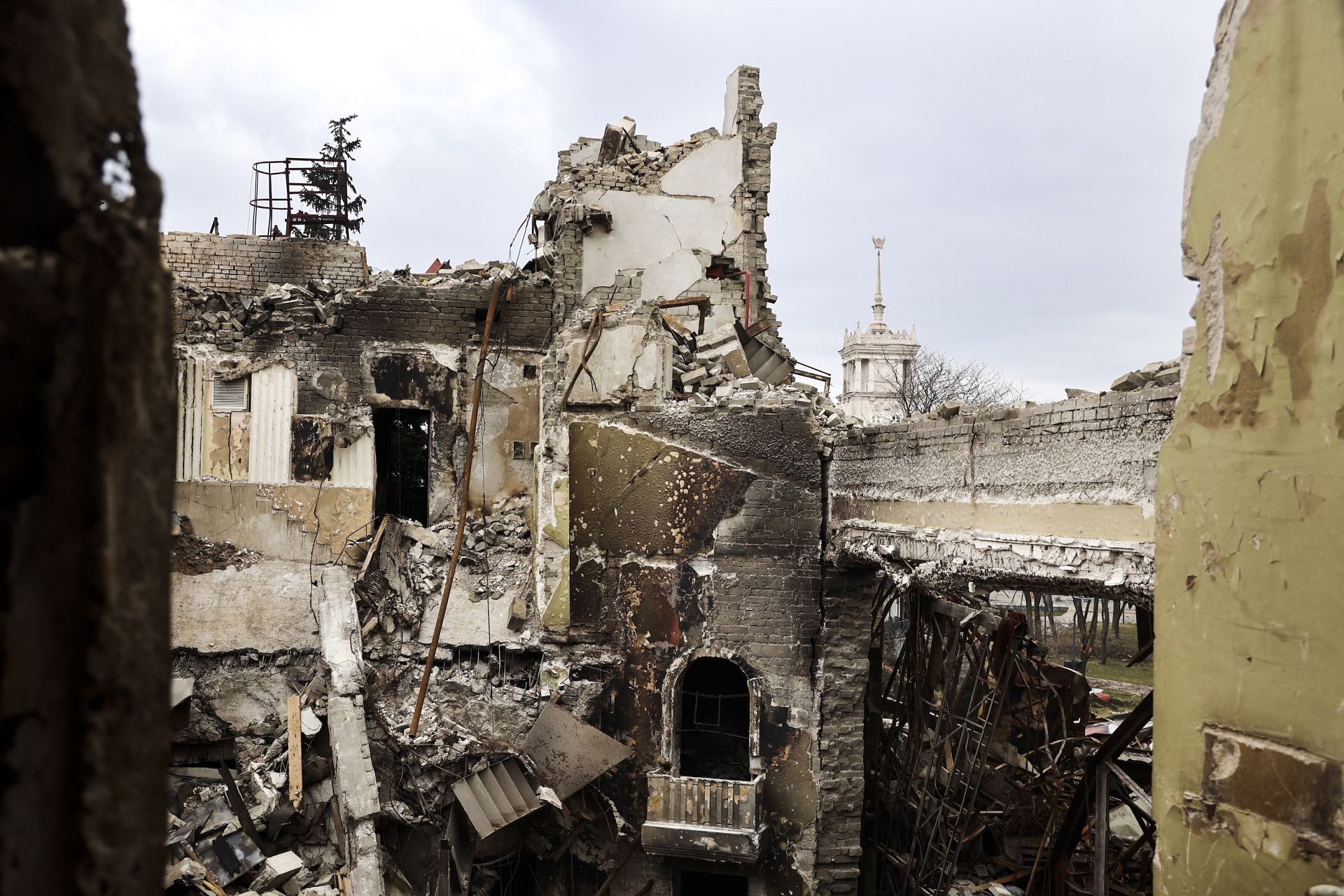 Mariupol Drama Theater, stands damaged by Russian airstrike in Mariupol, eastern Ukraine. April 4, 2022