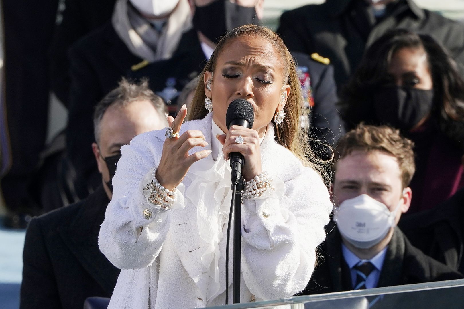 Jennifer Lopez sings during the 59th Presidential Inauguration at the U.S. Capitol in Washington. January 20, 2021