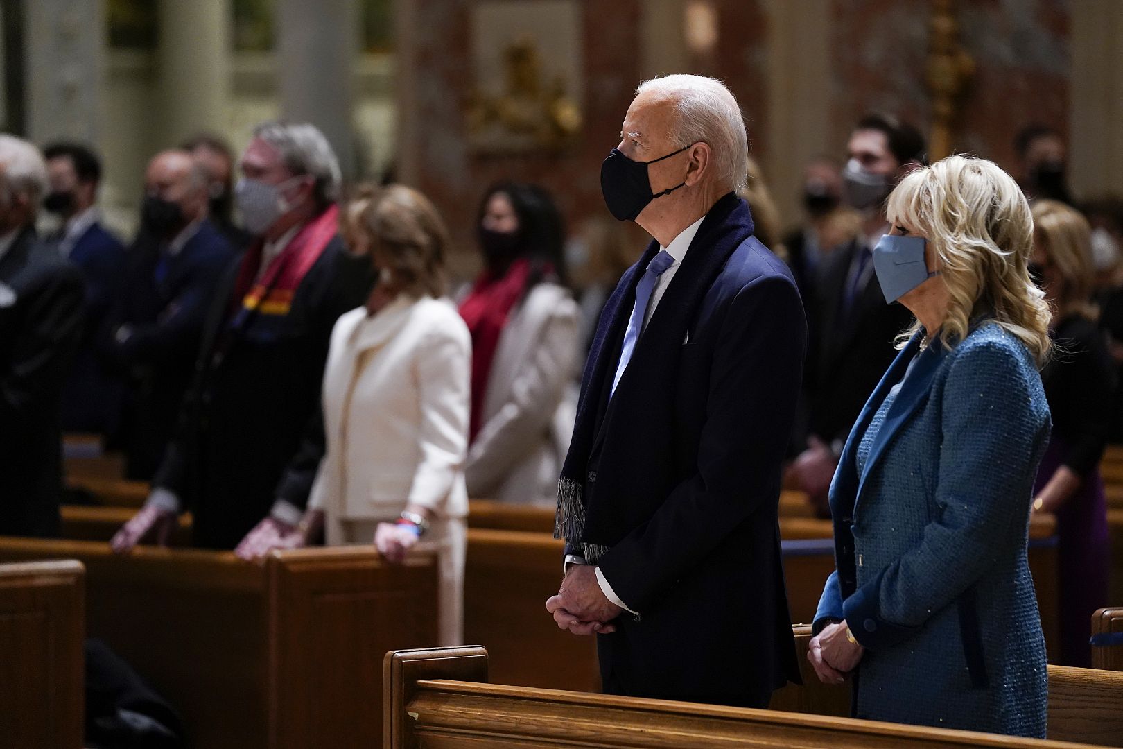 President-elect Joe Biden and his wife Jill Biden attend Mass at the Cathedral of St. Matthew the Apostle during Inauguration Day ceremonies. January 20, 2021