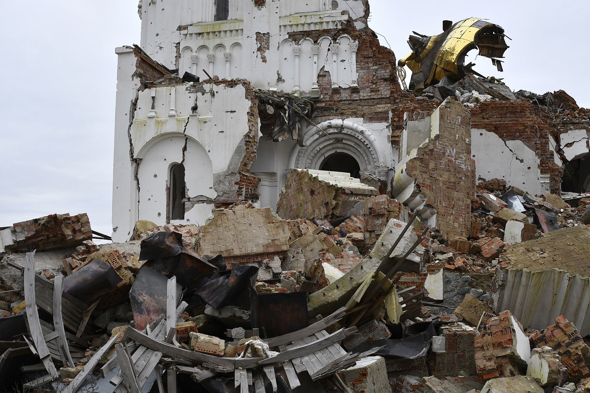 St. George's Skete stands damaged after fighting in the village of Dolyna, Donetsk region, Ukraine. November 3, 2022
