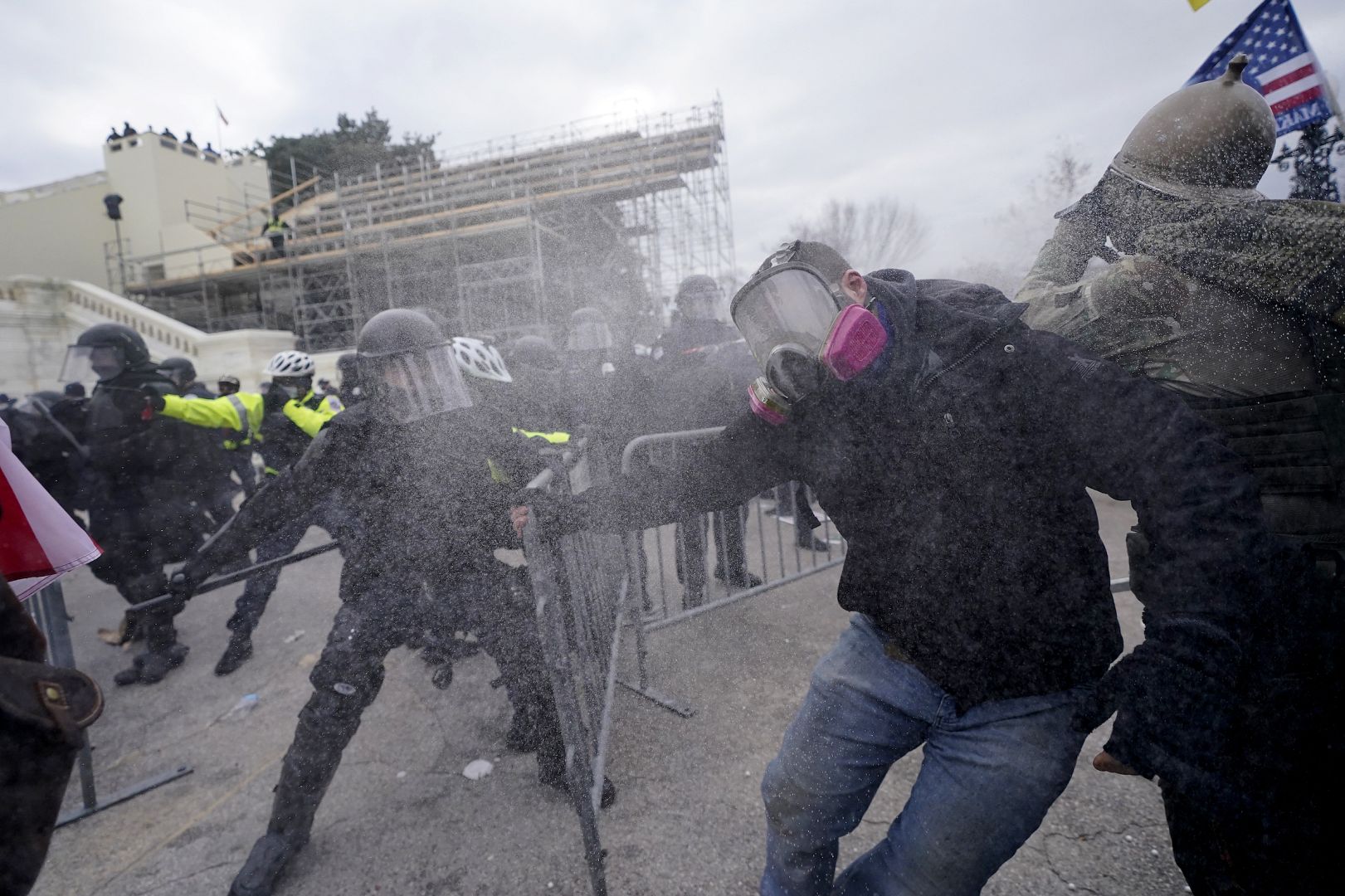 Trump supporters try to break through a police barrier at the Capitol in Washington, USA. January 6, 2021