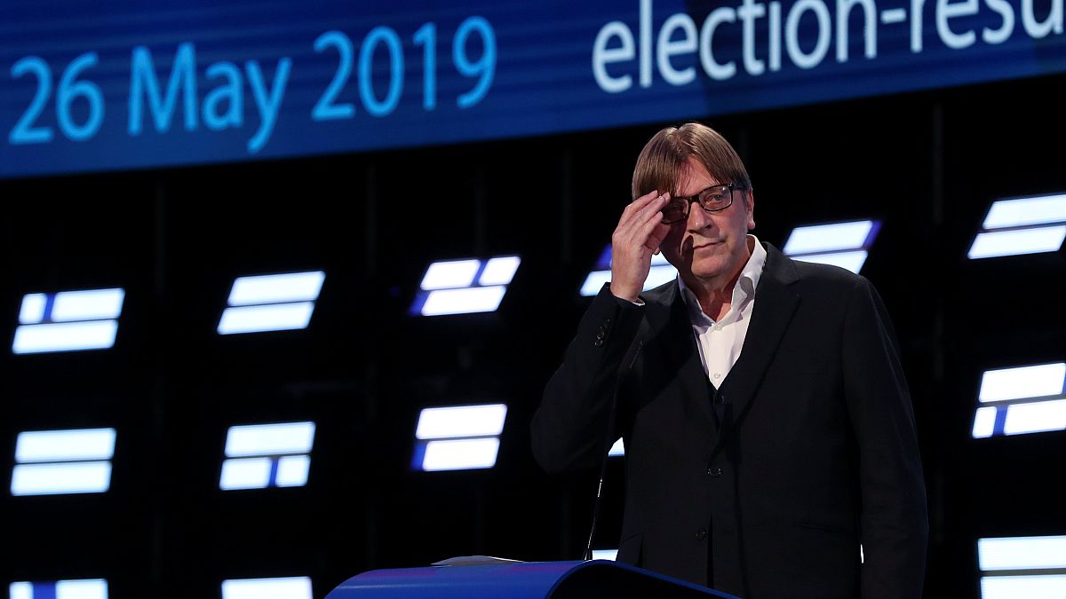 Guy Verhofstadt speaks at the European election results night