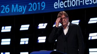 Guy Verhofstadt speaks at the European election results night