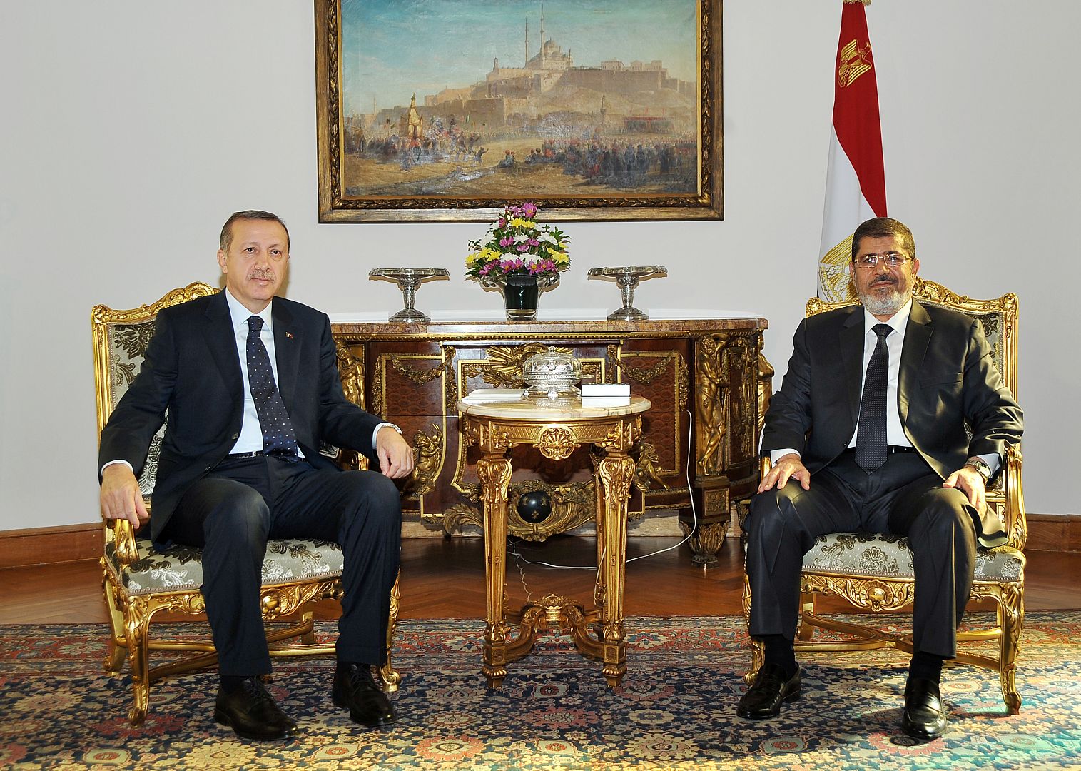 الرئيس المصري السابق محمد مرسي مع الرئيس التركي رجب طيب إردوغان نوفمبر/تشرين الثاني 2012