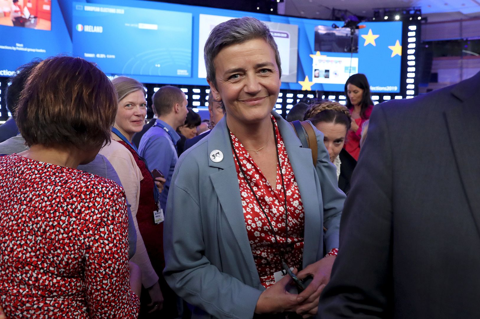 EU Competition Commissioner Margrethe Vestager arrives at the Plenary Hall