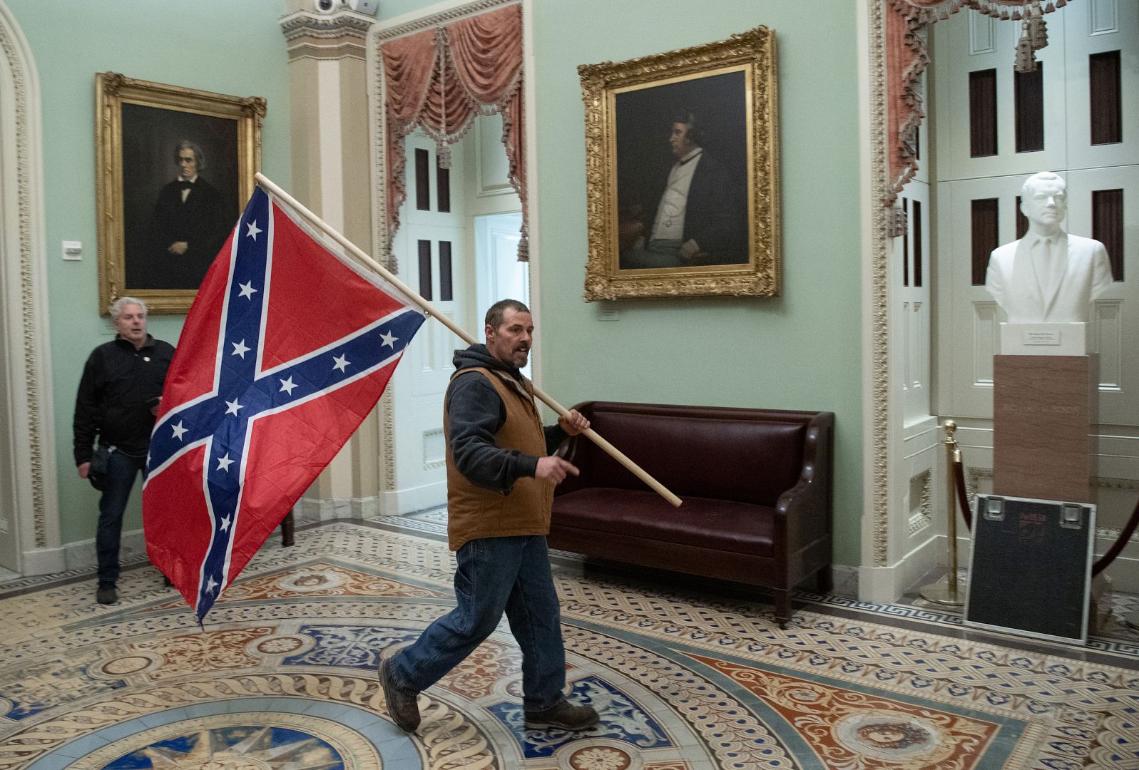 A supporter of US President Donald Trump enter the US Capitol in Washington, USA. January 6, 2021