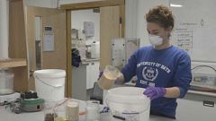 Naomi Deering works on creating fake feacal sludge