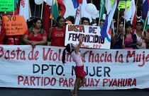 Paraguayan activists protest to demand the end of violence against women