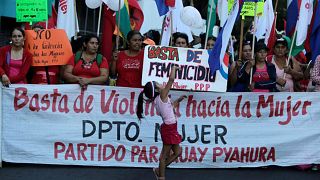 Paraguayan activists protest to demand the end of violence against women