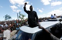 Kenyan opposition leader Raila Odinga greets supporters in Nairobi