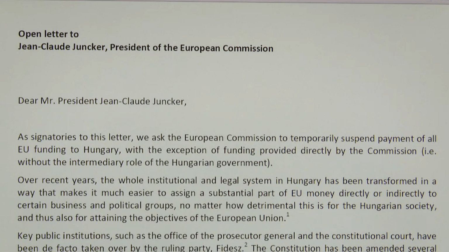 Offener Brief an den Präsidenten der Europäischen Kommission Juncker