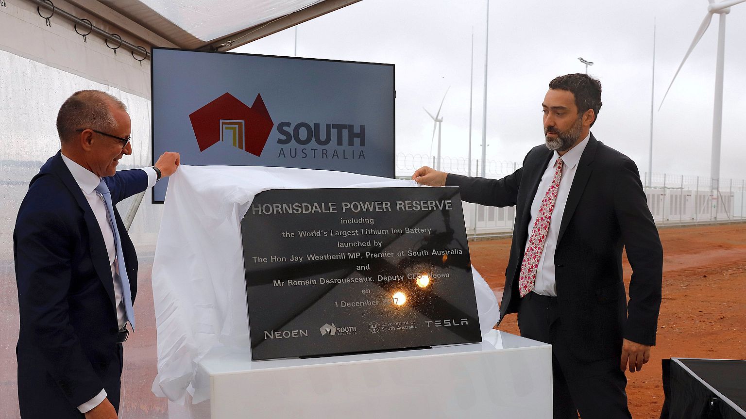 South Australia unveils plaque marking world's largest lithium-ion battery