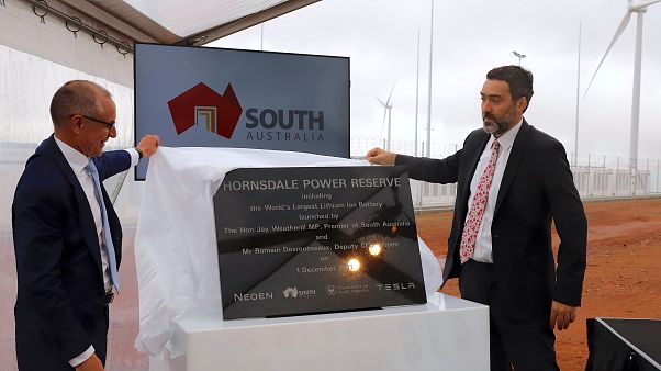 South Australia unveils plaque marking world's largest lithium-ion battery South Australia unveils plaque marking world's largest lithium-ion battery