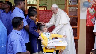 Pope with orphans in Bangladesh