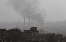 Smoke billowing over Sanaa/Yemen after attacks