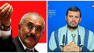الرئيس اليمني الراحل علي عبدالله صالح (يسار) وعبد الملك الحوثي