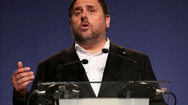 Oriol Junqueras durante una conferenza a Barcellona Oriol Junqueras durante una conferenza a Barcellona