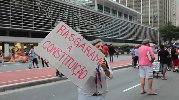 Protesta en São Paulo contra la reforma de pensiones de Temer Protesta en São Paulo contra la reforma de pensiones de Temer