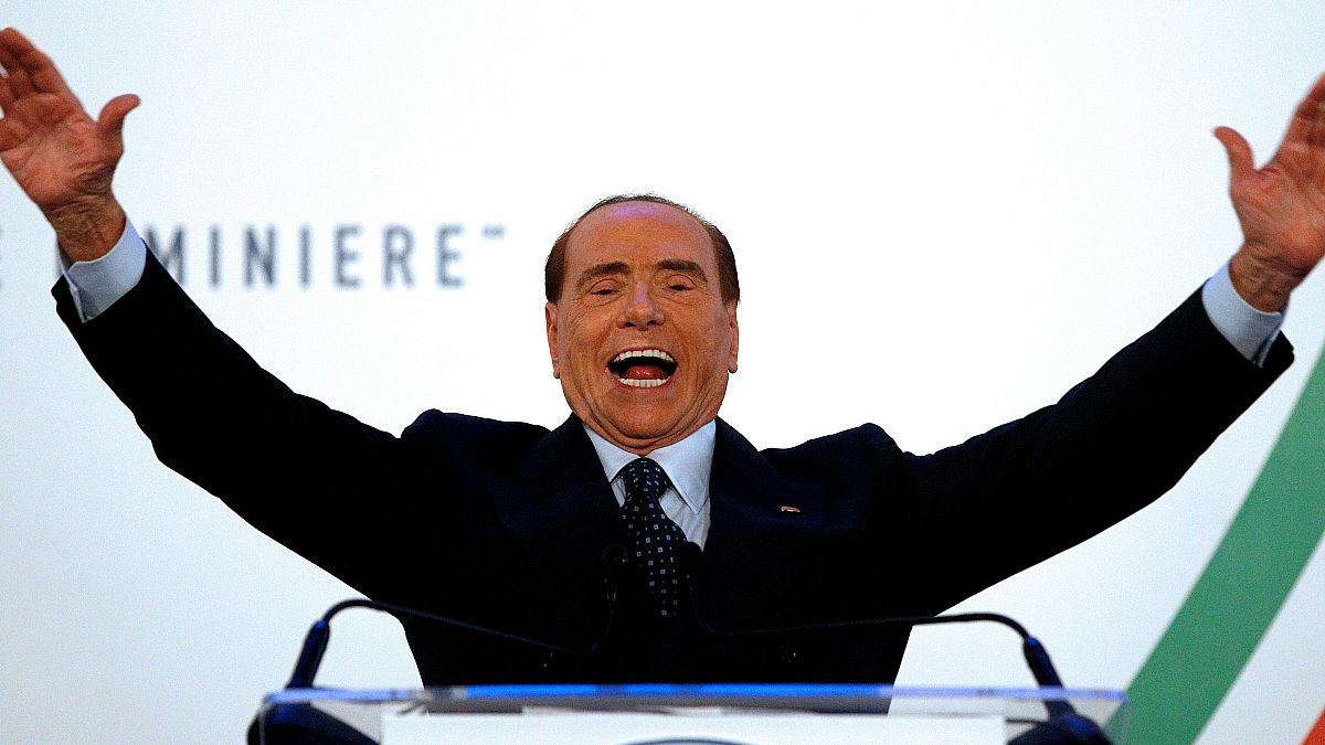  Forza Italia party leader Silvio Berlusconi gestures as he speaks 