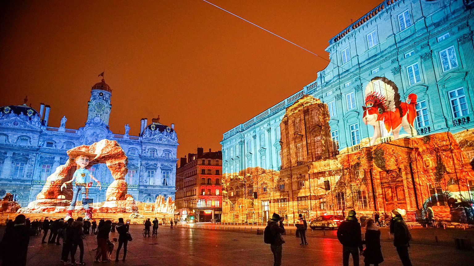 Eine der Lichtinstallationen bei der Fête des Lumières in Lyon