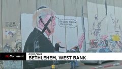 Le portrait de Trump tagué à Bethléem