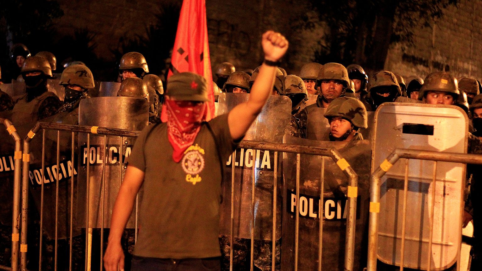 Opposition protester demonstrates over allegations of electoral fraud
