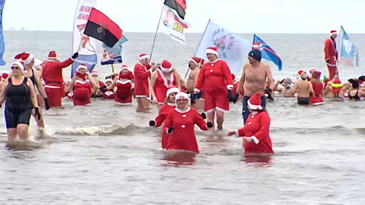 Santa goes for a dip in Poland