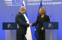 Netanyahu y Federica Mogherini en Bruselas