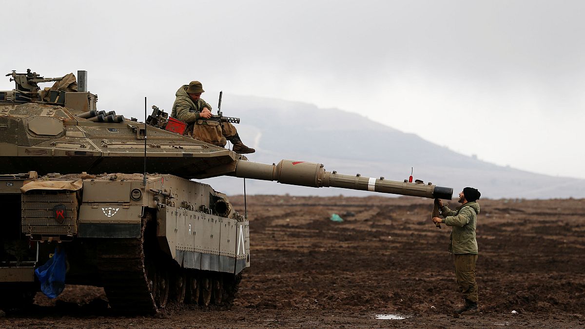 Israeli soldiers in the Golan Heights, close to the Syrian border