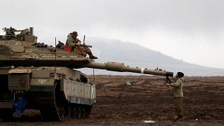 Israeli soldiers in the Golan Heights, close to the Syrian border