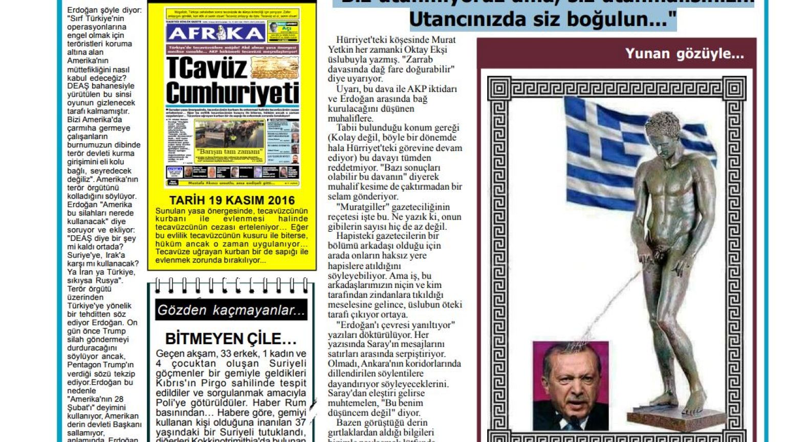 Σάλος σε κατεχόμενα και Τουρκία από πρωτοσέλιδο κατά του Ερντογάν