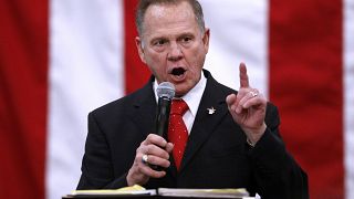 Republican Senate candidate Roy Moore addresses a rally in Midland