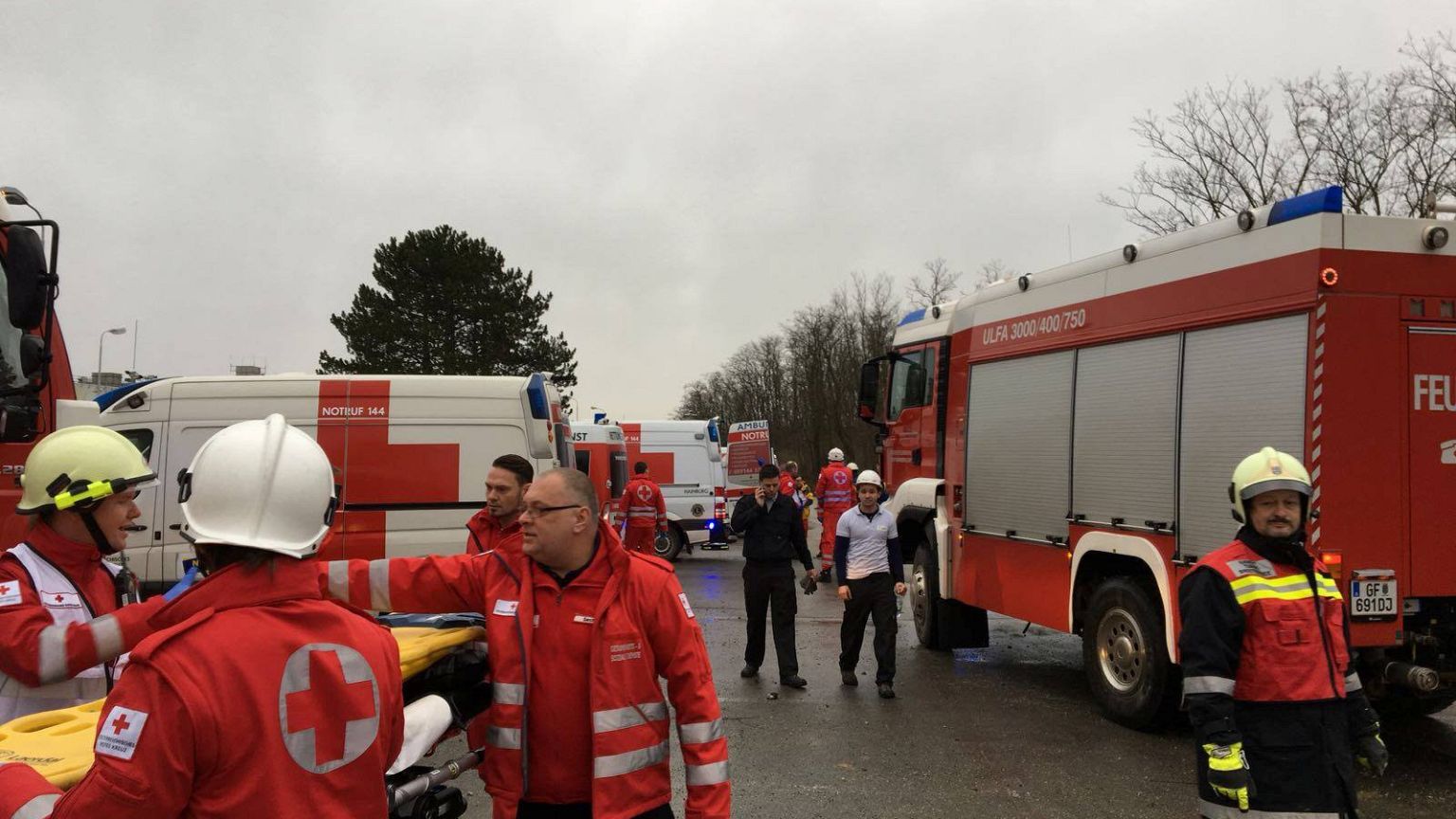 scene after gas-explosion austria
