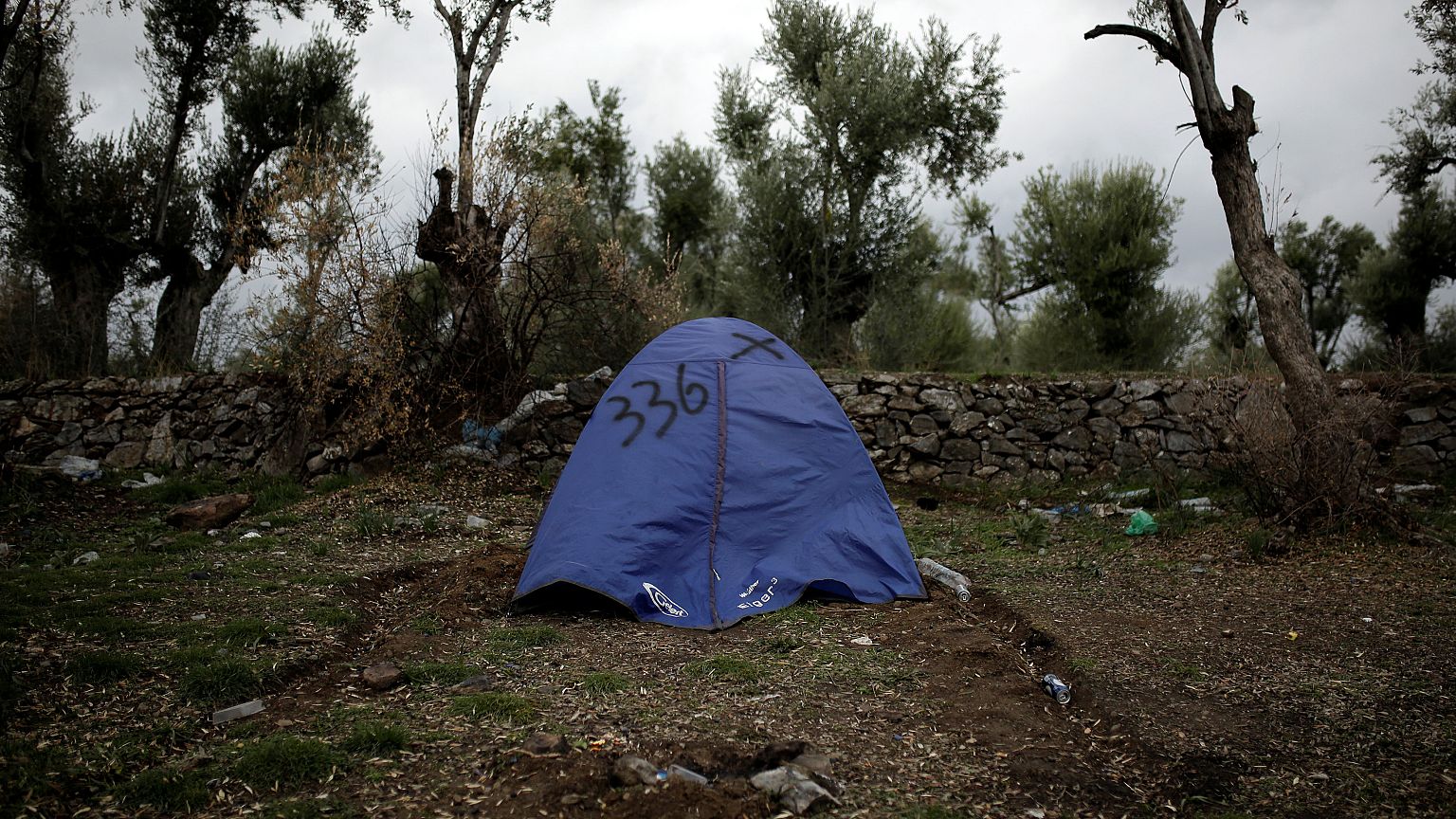A tent belonging to a Syrian refugee in Greece