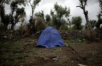 A tent belonging to a Syrian refugee in Greece