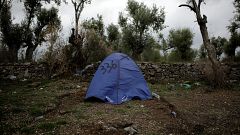 A tent belonging to a Syrian refugee in Greece