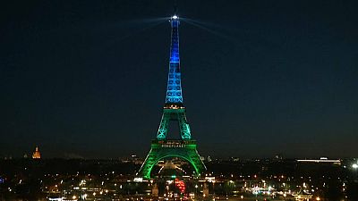Eiffel Tower lit up with vegetable oil