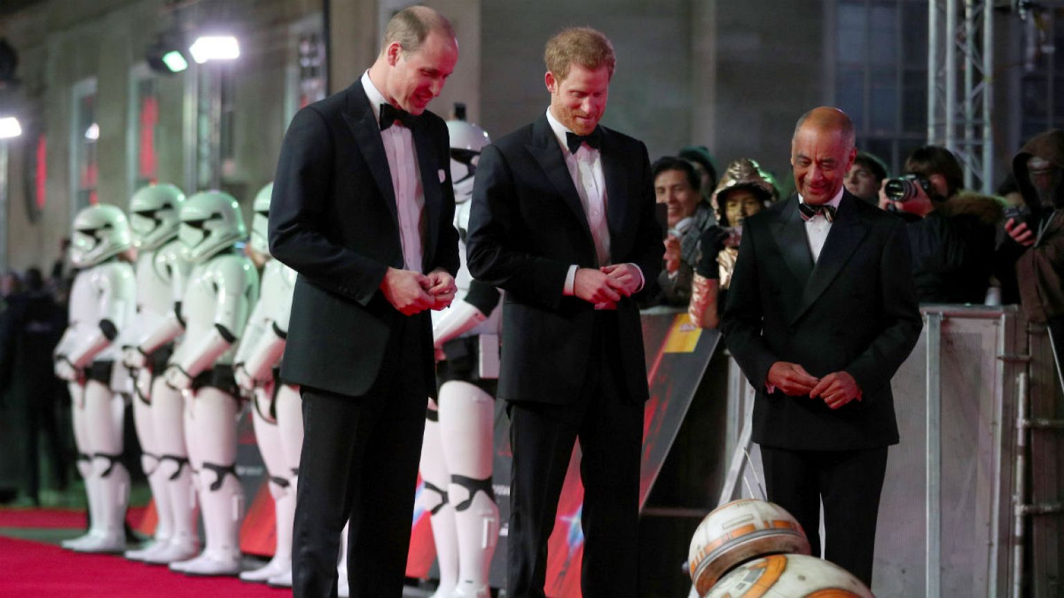 Britain's Prince William and Prince Harry join Hollywood stars at Star Wars premier in London