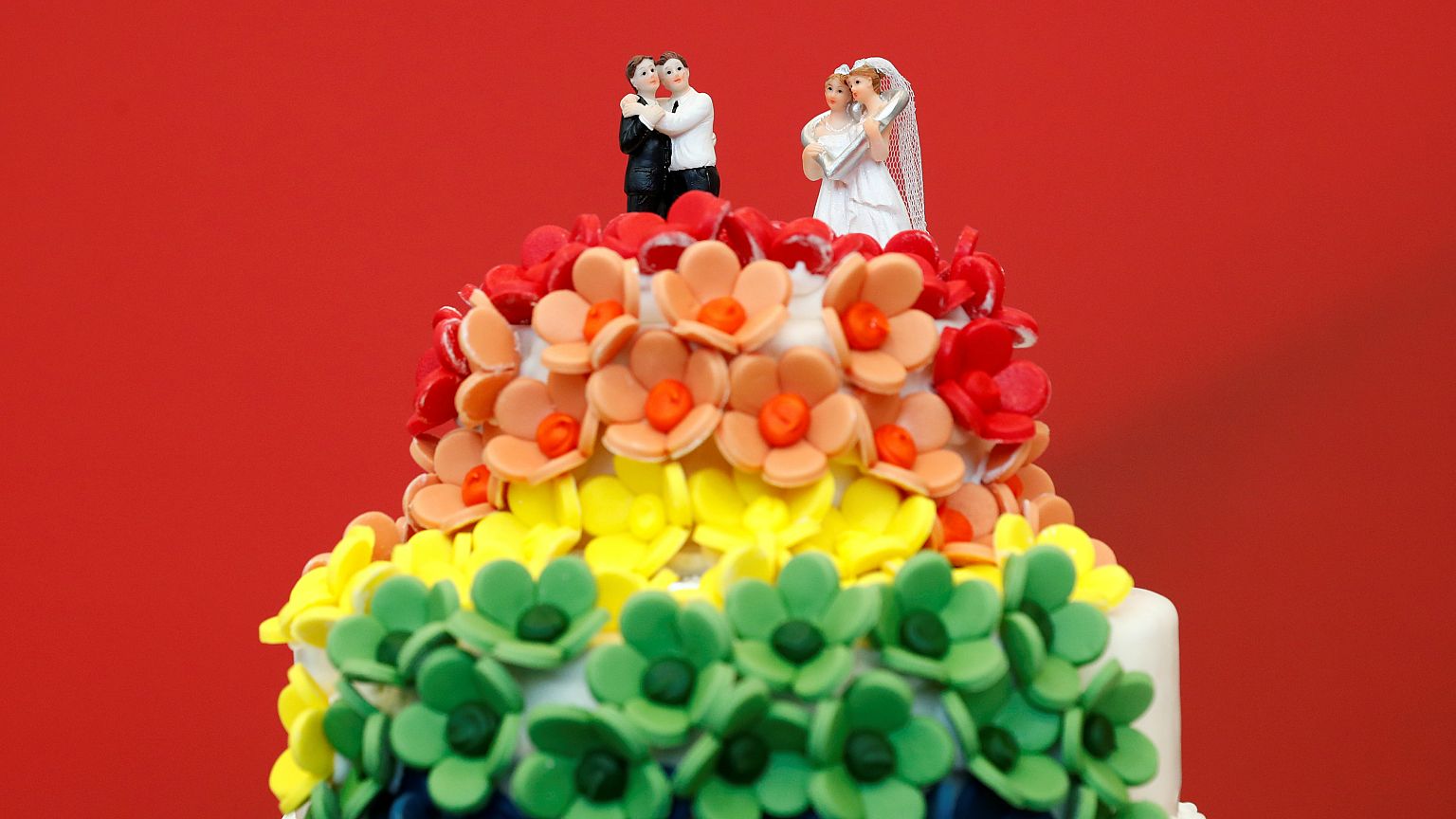 A cake is seen in the SPD fraction headquarters after a session of the lowe