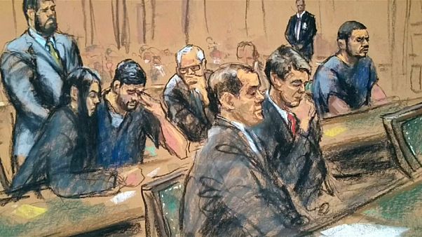 Dibujo que muestra a los sobrinos de Nicolás Maduro durante el juicio Dibujo que muestra a los sobrinos de Nicolás Maduro durante el juicio