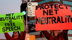 Supporter of Net Neutrality Ginger Gibson (L) of Valley Glen, California