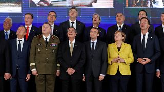 EU leaders take part in a group photo on the launching of the Permanent Str