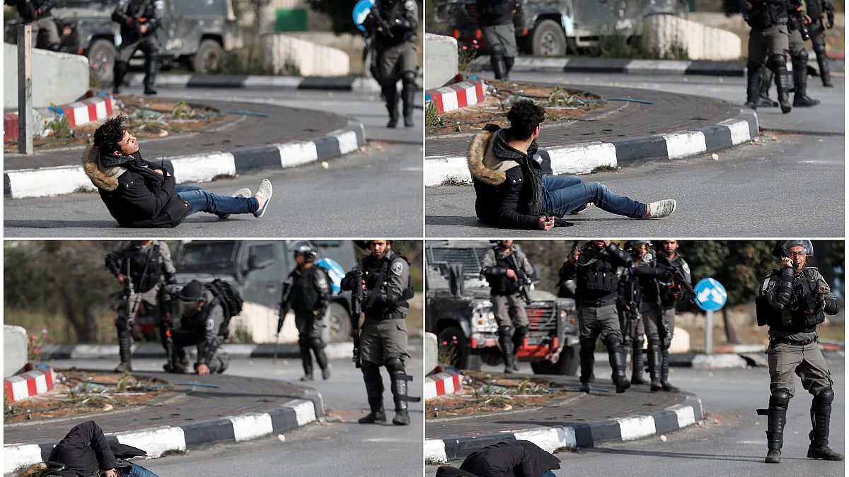 صور تظهر سقوط شاب فلسطيني بالقرب من مستوطنة بيت إيل بشمال رام الله. 