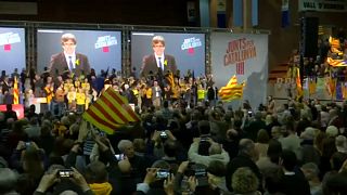 Catalonia election: Puigdemont addresses separatist supporters via satellite