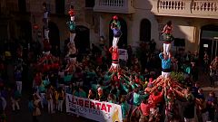 Los castellers en 'defensa de la democracia y la libertad de expresión' en Cataluña