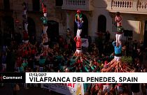 Spanien: Protest in Form einer Menschenpyramide