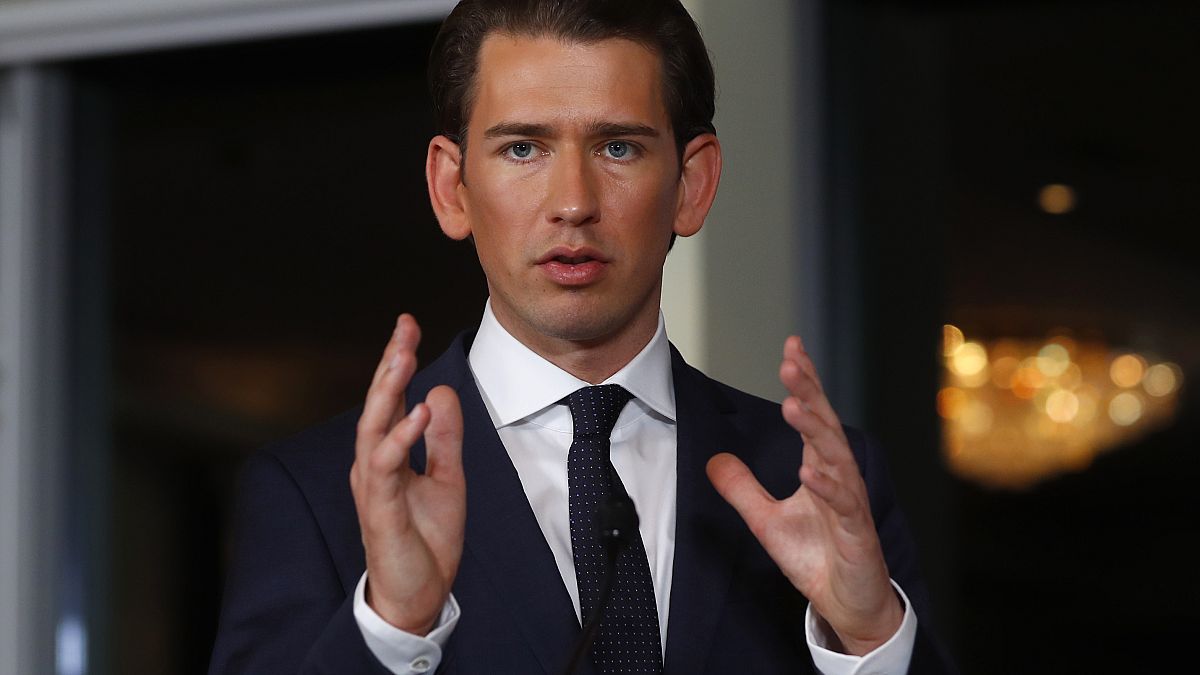 Head of the People's Party (OeVP) Sebastian Kurz addresses a news conferenc