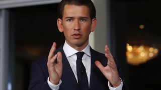Head of the People's Party (OeVP) Sebastian Kurz addresses a news conferenc