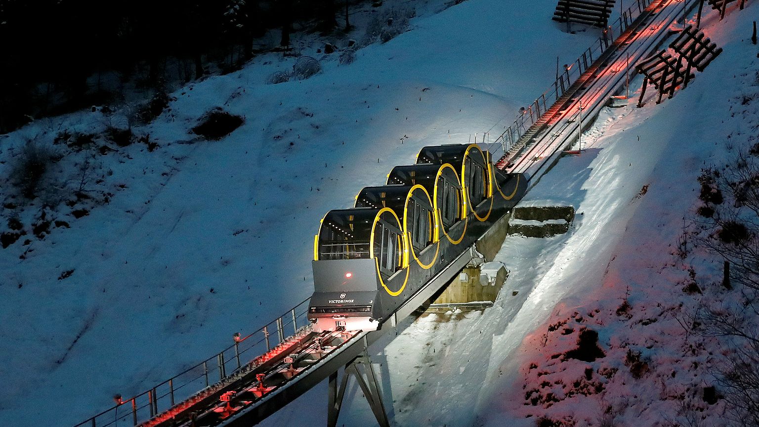 The world's steepest funicular railway opens in Switzerland 